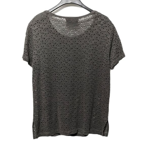 MAJESTIC PARIS Linen Eyelet Short Sleeve Shirt L - Picture 4 of 6